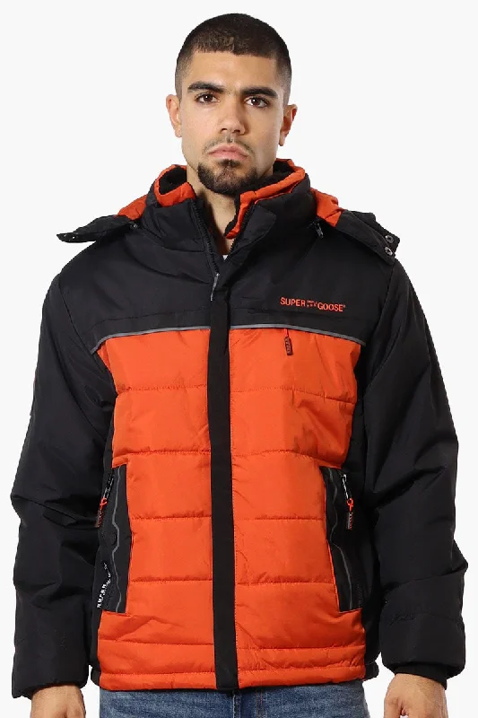 Super Triple Goose Contrast Detail Bubble Bomber Jacket - Orange