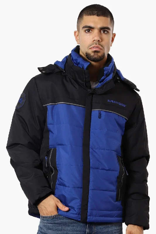 Super Triple Goose Contrast Detail Bubble Bomber Jacket - Blue