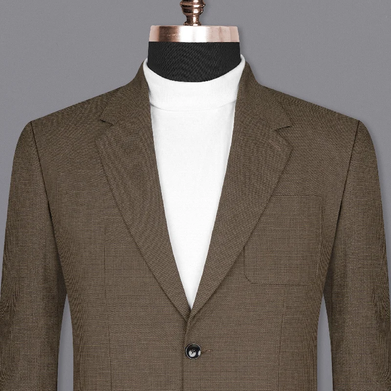 Coffee Brown Hounstooth Wool Rich Sports Blazer