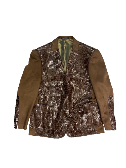 Inserch BL-565 Alligator Print Jacket Brown