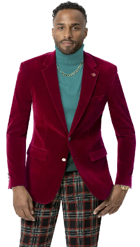 Kent & Park J134 Velvet Slim Fit Blazer Red