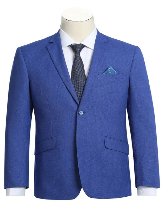 Mens Two Button Slim Fit Sport Coat Micro Check Blue Purple Blazer