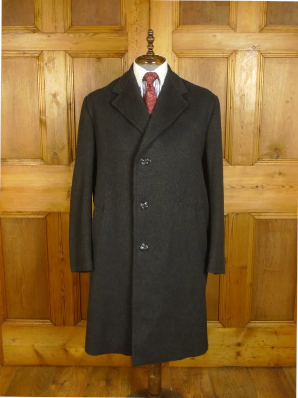 24/0970 vintage british heavyweight grey melton wool overcoat 49-50