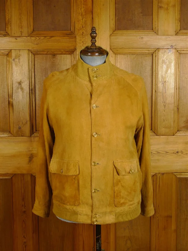 24/1138 vintage burberrys tan brown suede blouson jacket 40 regular