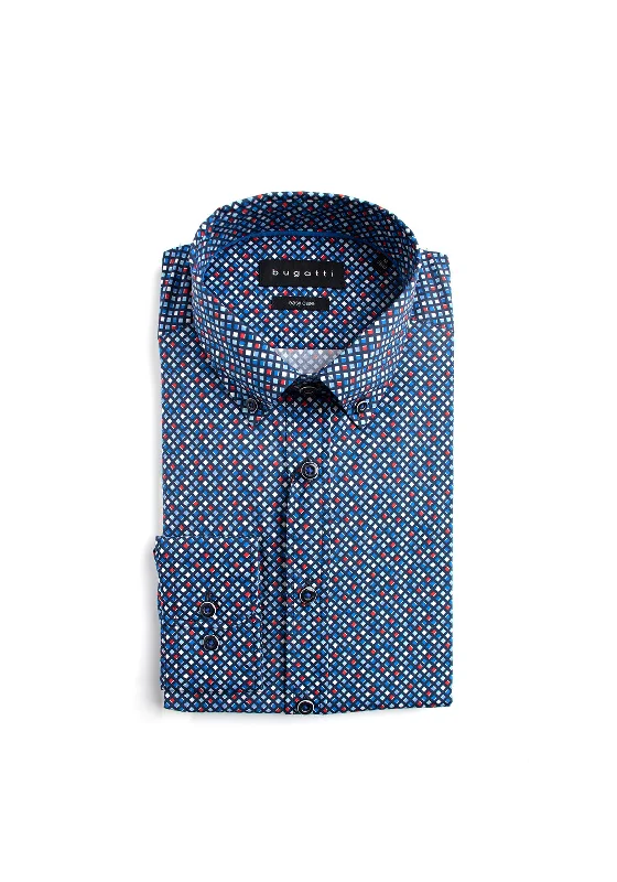 Bugatti Diamond Print Shirt, Blue Multi