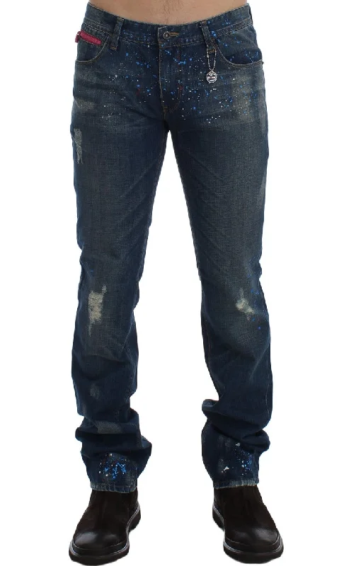 Costume National Chic  Wash Painted Slim Fit Men's Jeans