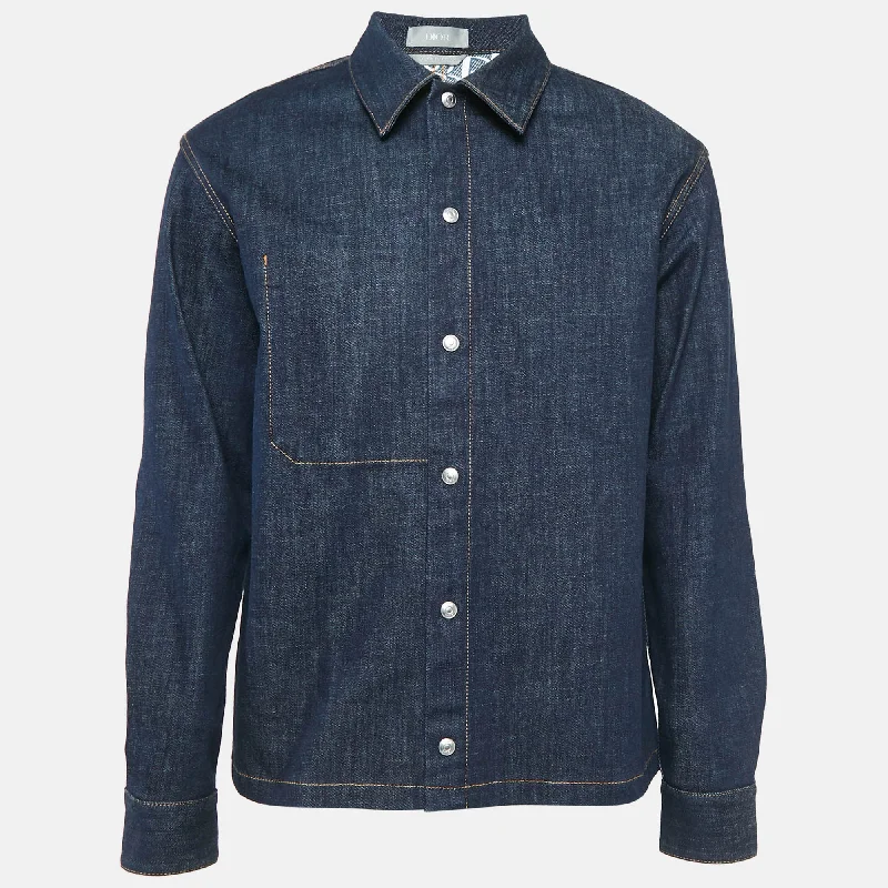 Dior Homme Navy Blue Denim Button Front Jacket