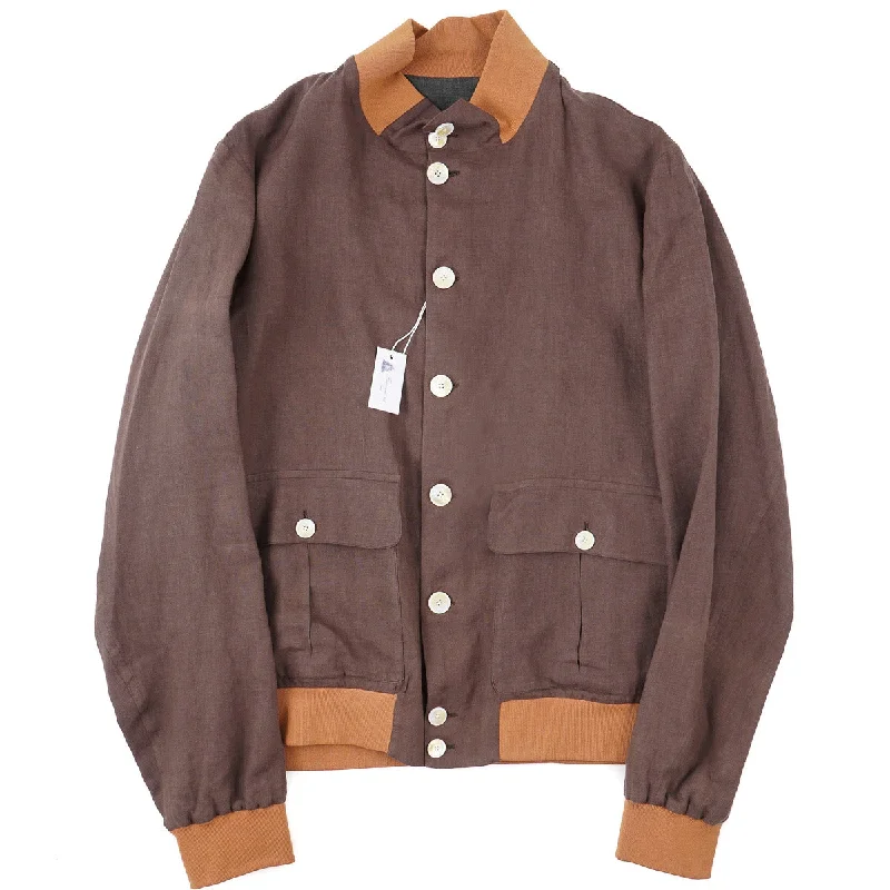 Finamore Unlined Linen Bomber Jacket