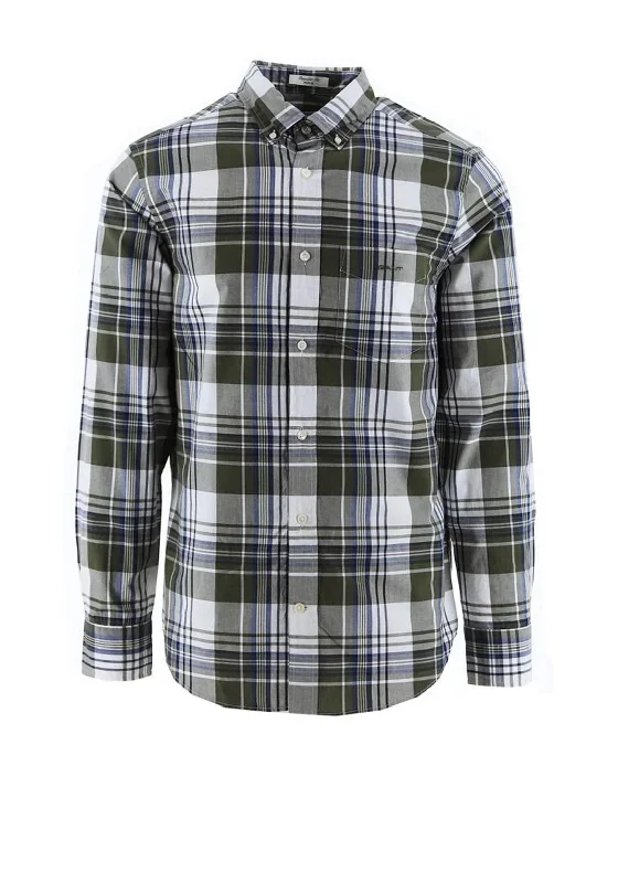 Gant Poplin Check Shirt, Juniper Green