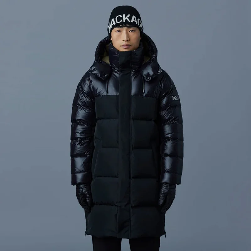 Kazuya Mixed-media Down Coat With Hood Black