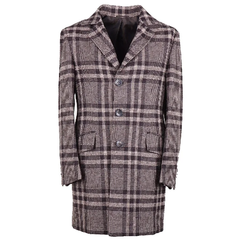 Kiton Layered Plaid Cashmere Overcoat