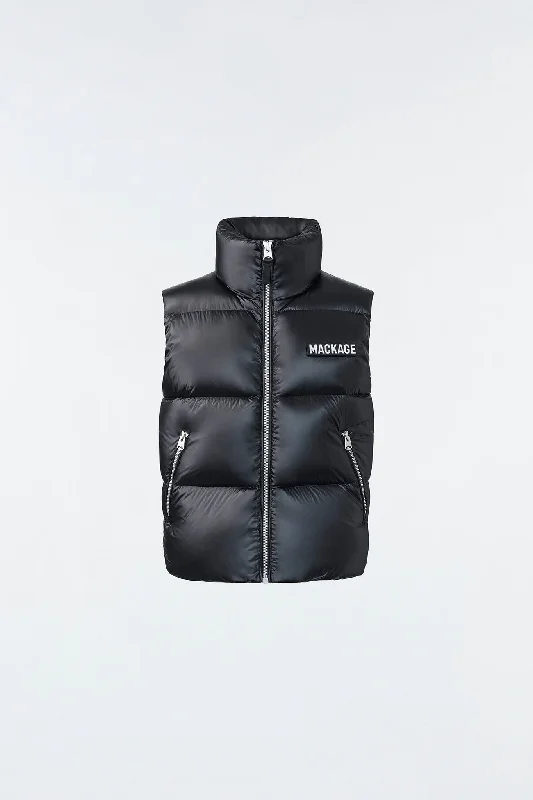 KANE lustrous light down vest with funnel collar Black