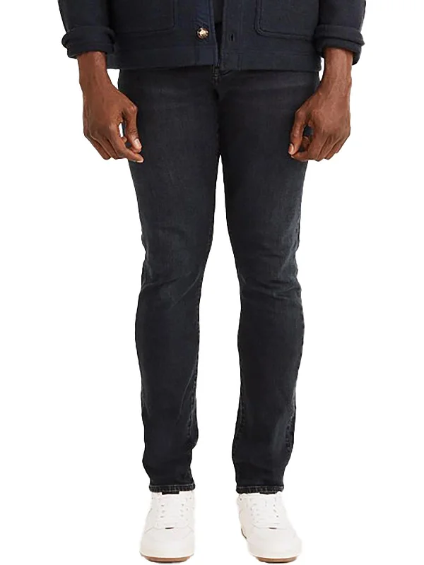 Mens Athletic Slim Dark Wash Straight Leg Jeans