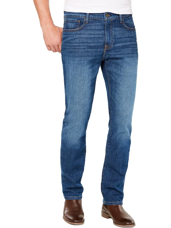 Mens Denim Stretch Straight Leg Jeans