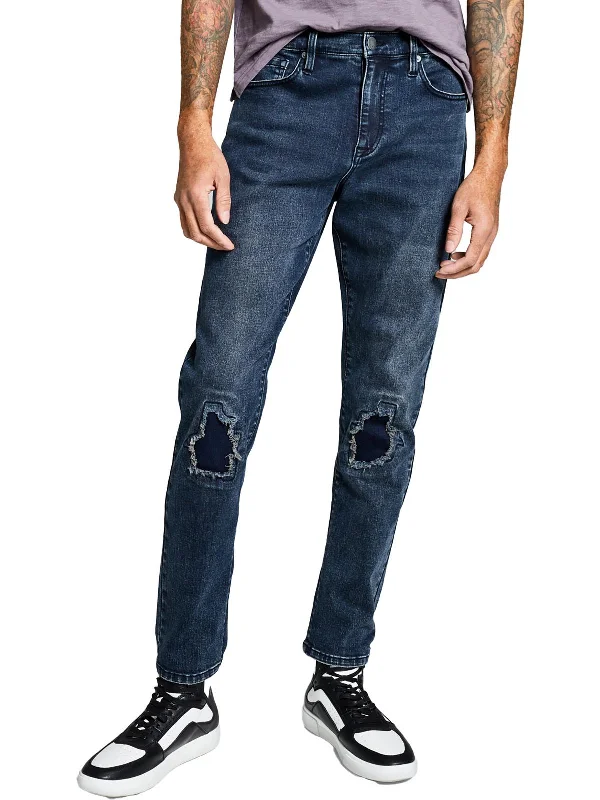 Mens Distressed Stretch Slim Jeans