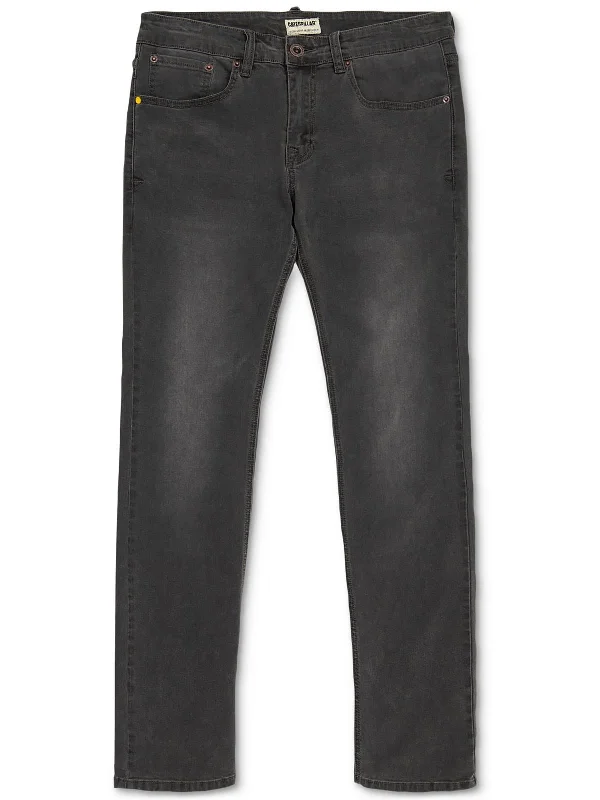 Mens Faded Mid Rise Straight Leg Jeans