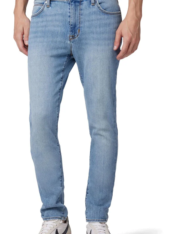 Mens Medium Wash Straight Leg Slim Jeans