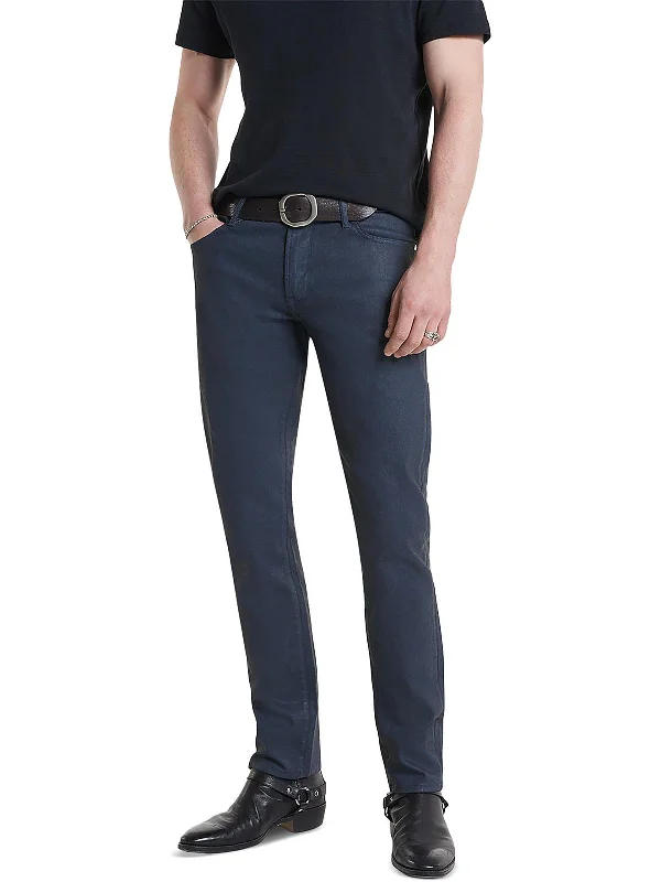 Mens Mid-Rise Cated Slim Jeans