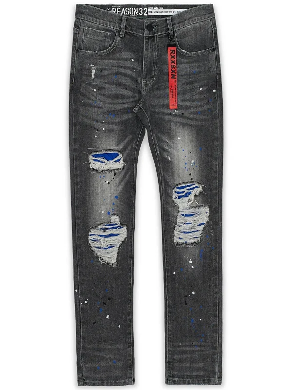 Mens Mid-Rise Distressed Straight Leg Jeans