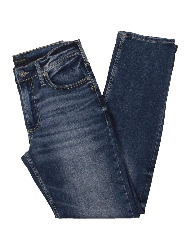 Mens Mid-Rise Faded Slim Jeans