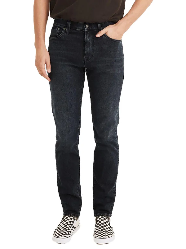 Mens Mid-Rise Straight Leg Slim Jeans