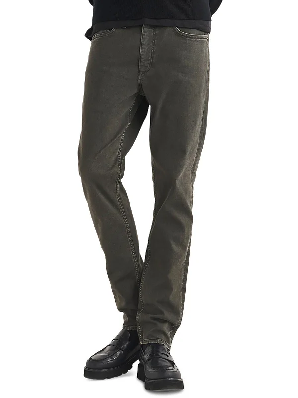 Mens Mid-Rise Stretch Straight Leg Jeans