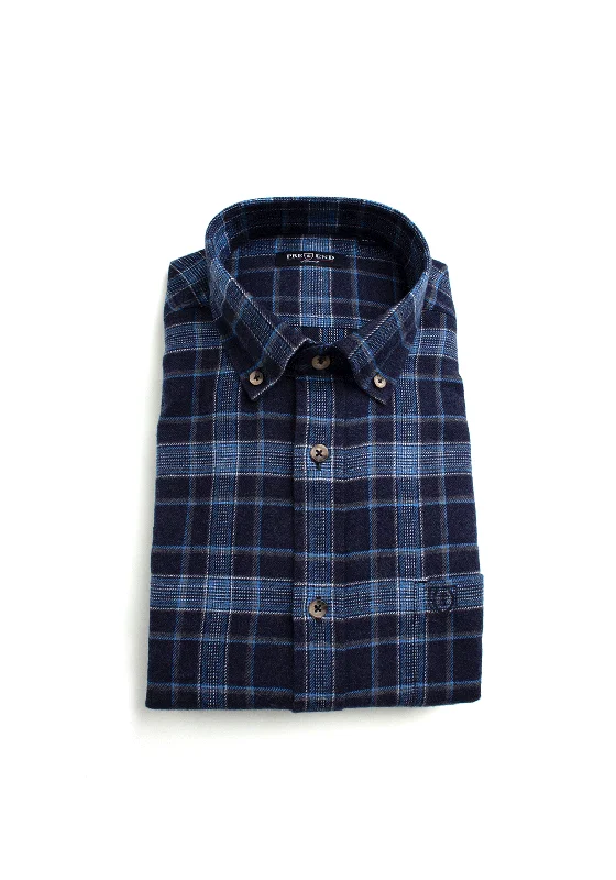 Pre End Farmer Check Shirt, Dark Denim