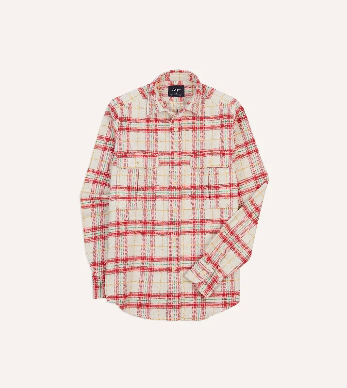 Red Check Brushed Cotton Two-Pocket Work Shirt