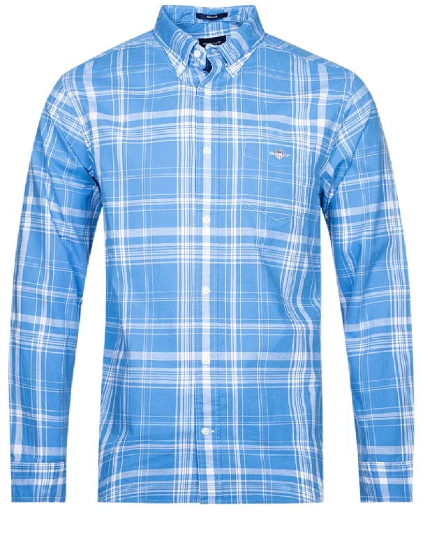 Regular Cotton Linen Check Shirt Day Blue