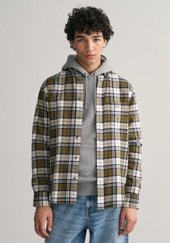 Gant Check Flannel Shirt, Dark Cactus