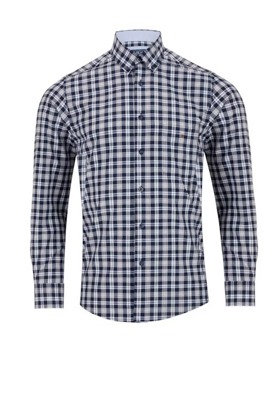 Daniel Grahame Ivano Check Shirt, Navy & Tan