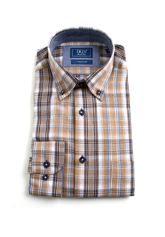 Daniel Grahame Ivano Plaid Shirt, Tan & Blue