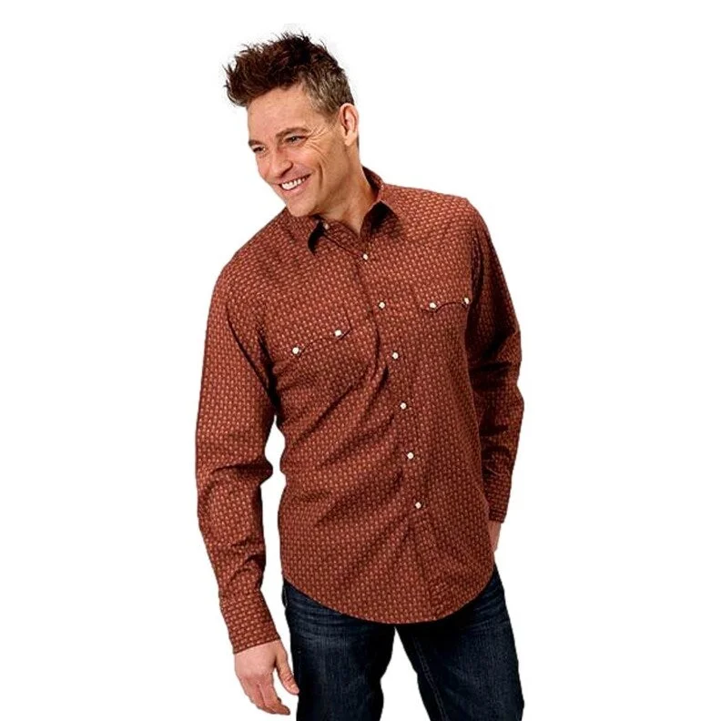 Roper Western Shirt Mens L/S Arrow Geo Brown 03-001-0064-1009 BR