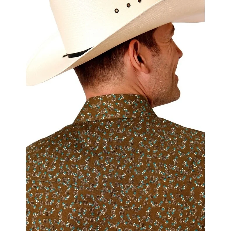 Roper Western Shirt Mens L/S Print Snap Brown 01-001-0019-0443 BR