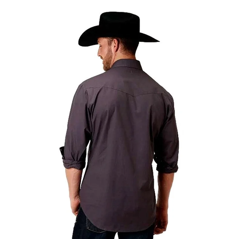 Roper Western Shirt Mens L/S Snap Solid Gray 01-001-0145-0106 GY