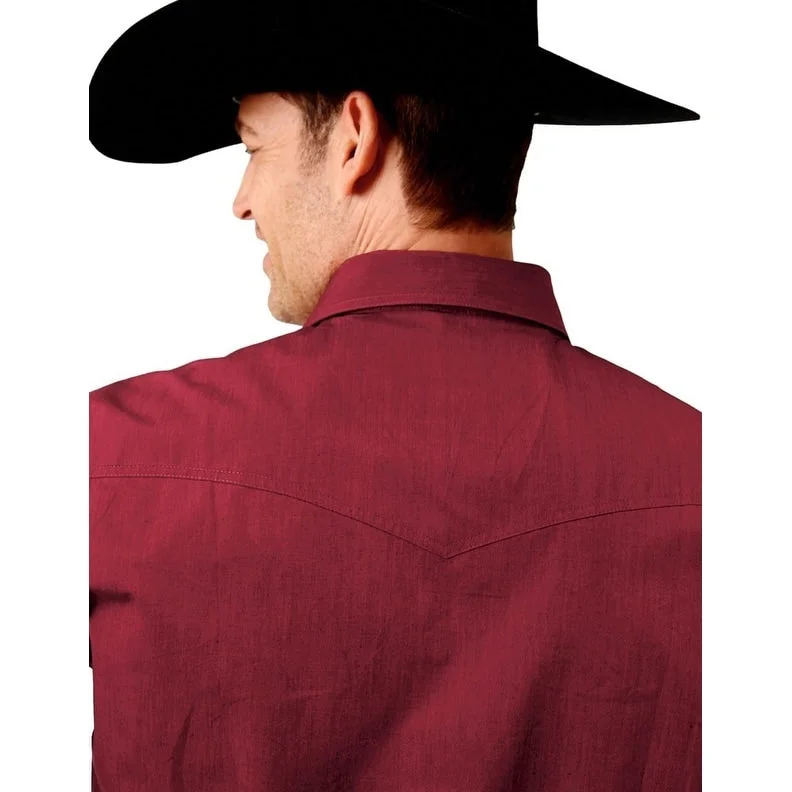 Roper Western Shirt Mens L/S Snap Solid Wine 03-001-0765-0706 WI