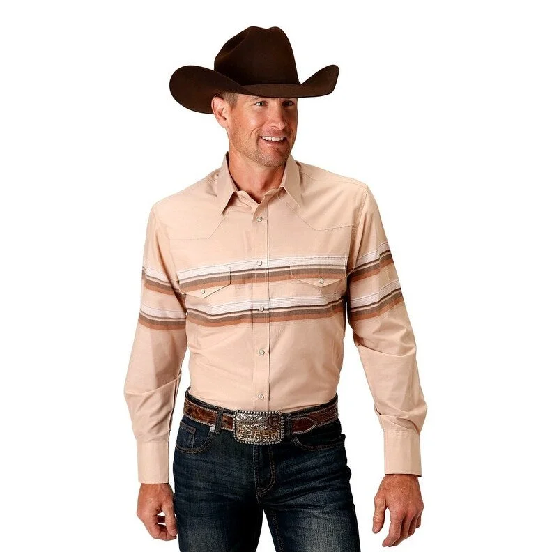 Roper Western Shirt Mens Long Sleeve Border Stripe 01-001-0043-0251 TA