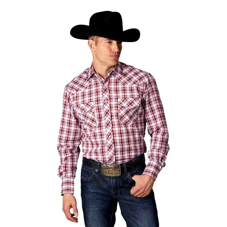 Roper Western Shirt Mens Long Sleeve Plaid Snap 01-001-0101-4055 RE