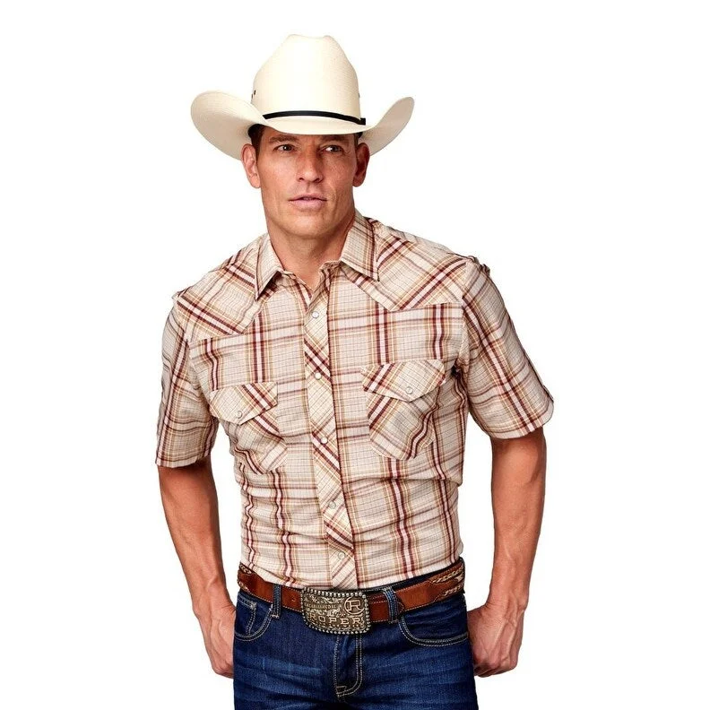 Roper Western Shirt Mens Short Sleeve Snap Plaid 01-002-0101-4060 TA