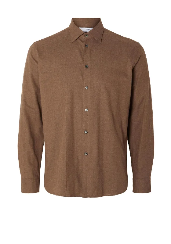 Selected Homme Earl Untuck Shirt, Dark Earth