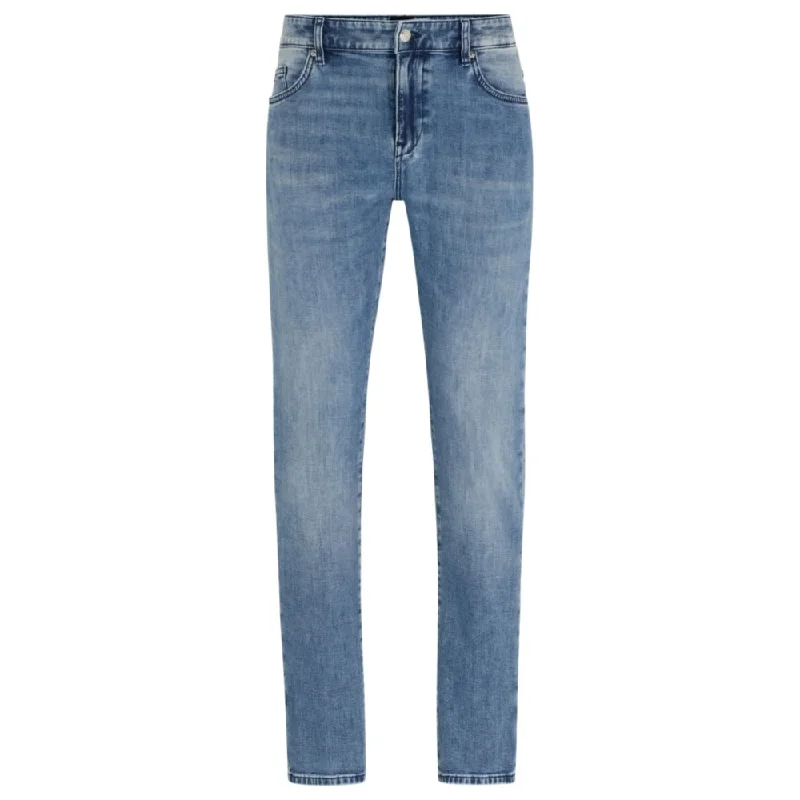 Slim-fit jeans in blue cashmere-touch denim