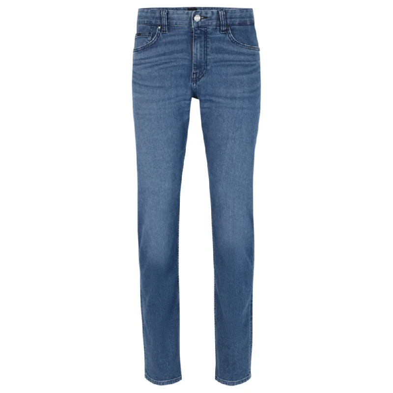 Slim-fit jeans in blue comfort-silk denim