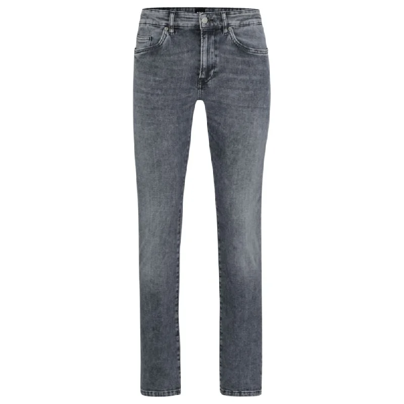 Slim-fit jeans in stonewashed gray Italian stretch denim