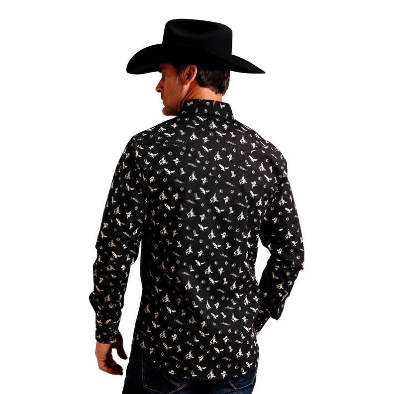 Stetson Western Shirt Men Long Sleeve Conversation 11-001-0425-6033 BL