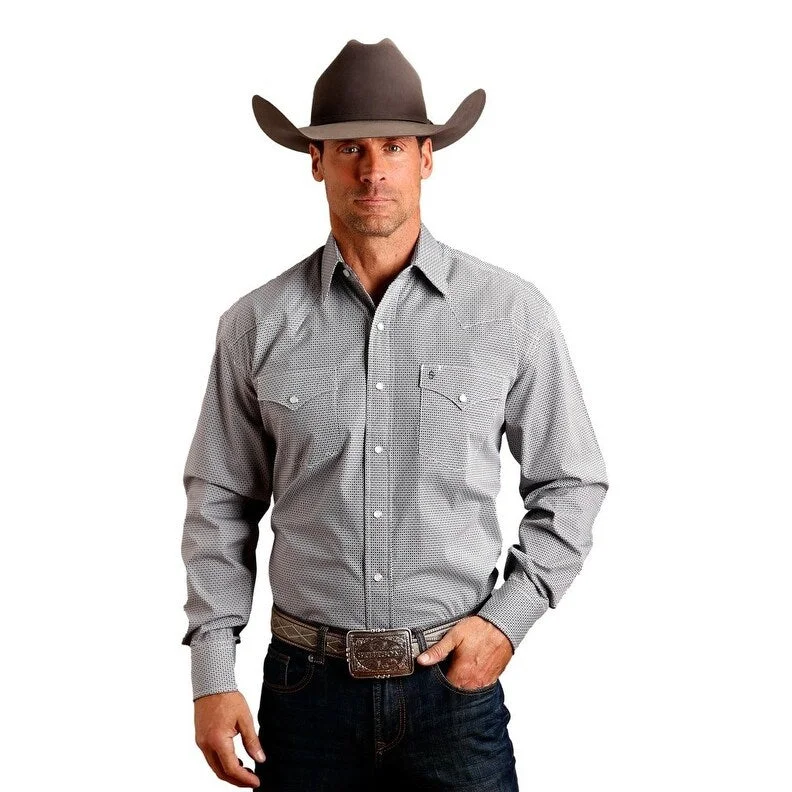 Stetson Western Shirt Mens L/S Print Snap Gray 11-001-0425-0365 GY