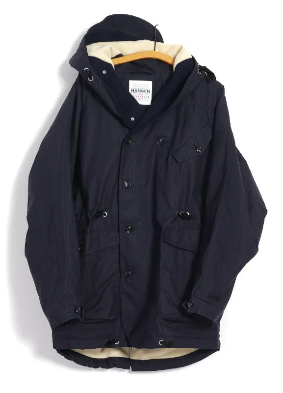 STORM | Hooded Waxed Cotton Parka | Deep Navy