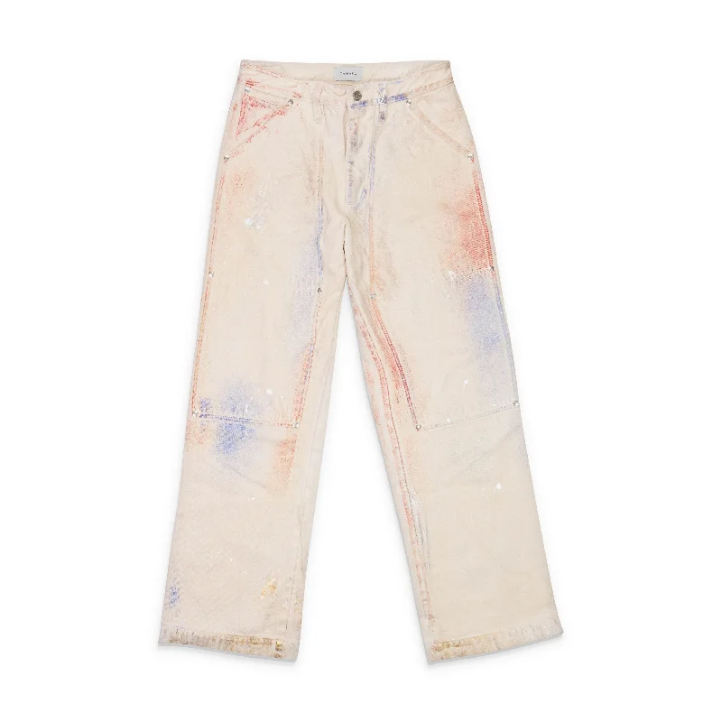 TANAKA WORK WHITE STRAIGHT JEANS