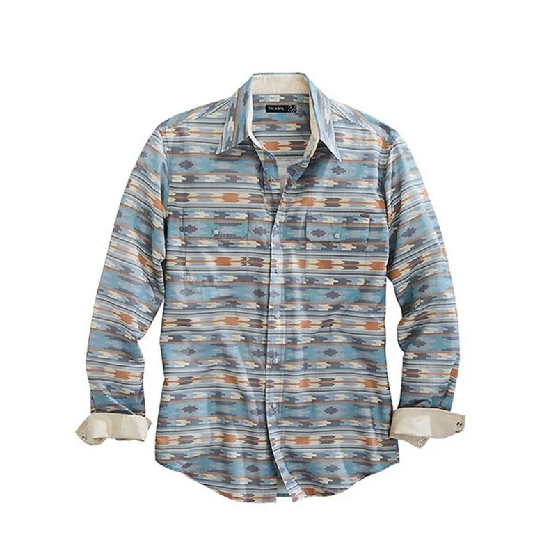 Tin Haul Western Shirt Mens L/S Aztec Snap Gray 10-001-0067-0219 GY