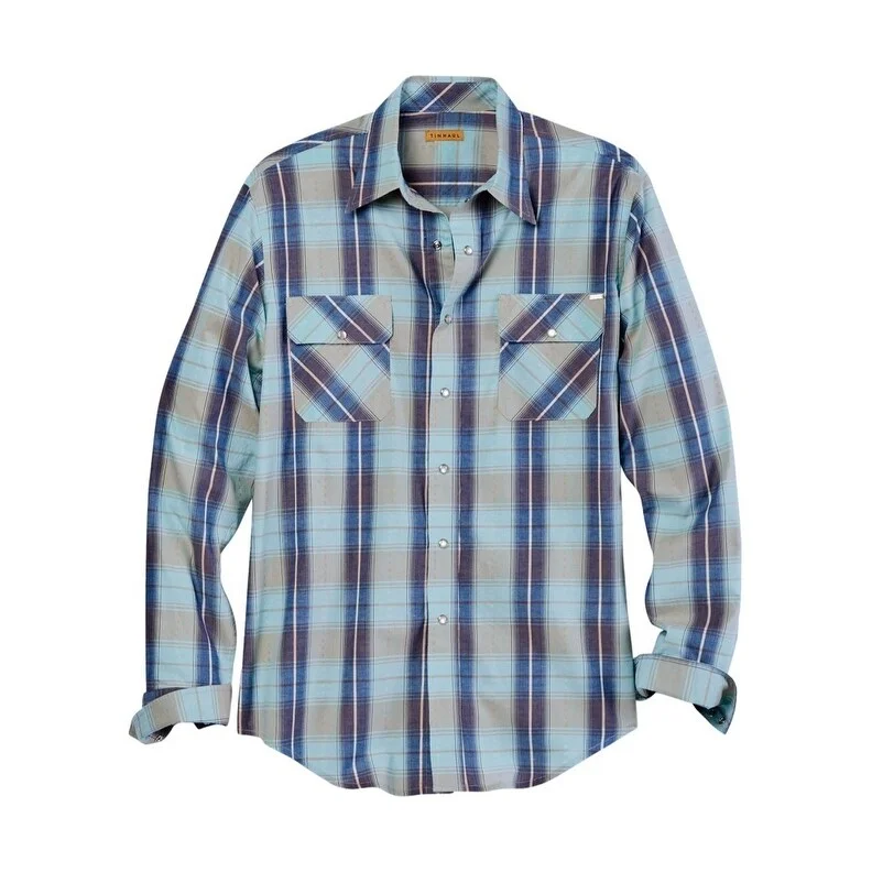 Tin Haul Western Shirt Mens L/S Snap Plaid Blue 10-001-0062-0480 BU