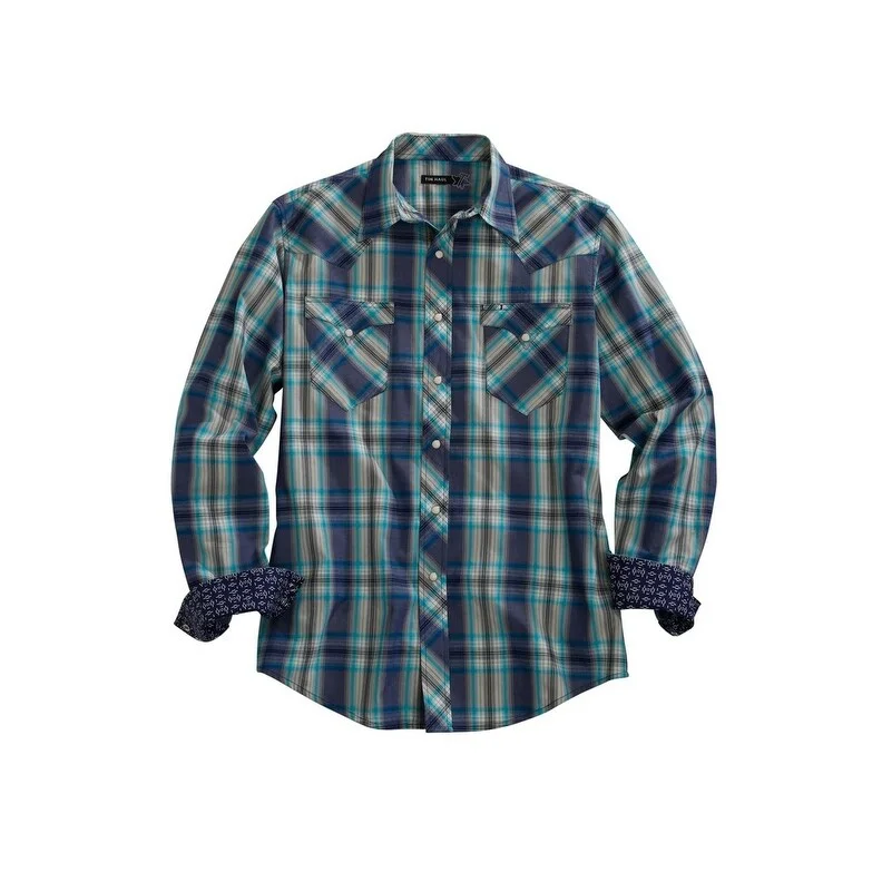 Tin Haul Western Shirt Mens Long Sleeve Plaid Blue 10-001-0062-4028 BU